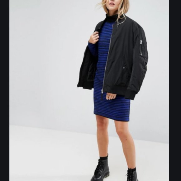 Knitted Mini Blue and Black Stripe Dress NWT Sz 0 - Picture 4 of 4